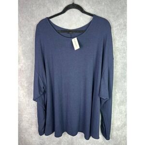 Lane Bryant Navy Ribbed Long Sleeve Pullover Top Plus Size 26/28